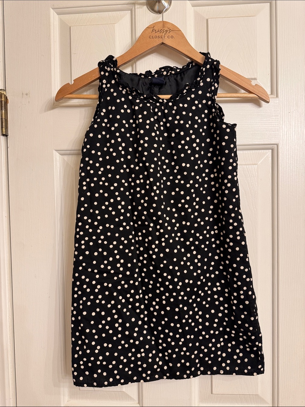 GAP Black and White Polka Dot Ruffle-Trim Dress